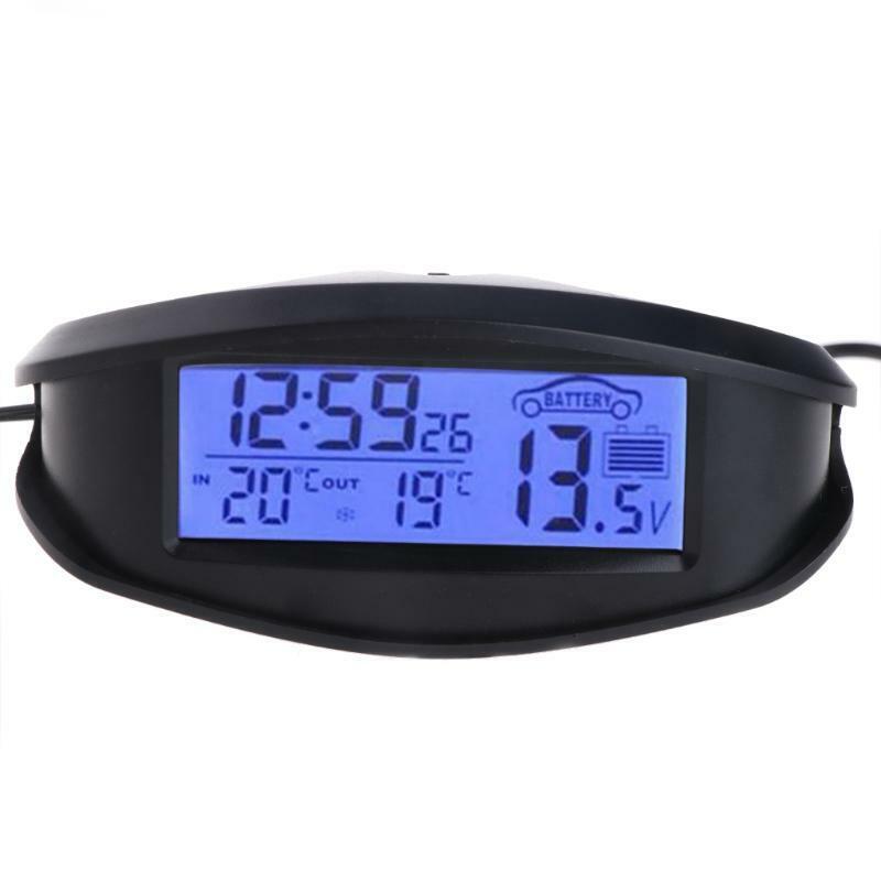 Digital Car In & Outdoor Thermometer Voltmeter Time Clock  Alarm Backlight EC98