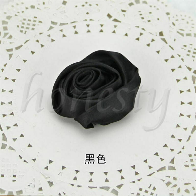 12pcs DIY Satin Ribbon Rose Flower Wedding Bouquet Appliques 9 Color