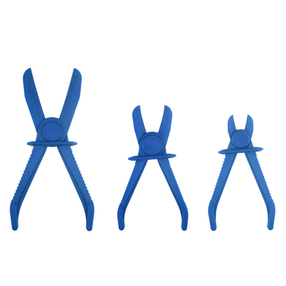 3pcs Fuel Water Line Hose Clamps Pinch Off Pliers Free Hands Tools (Blue)