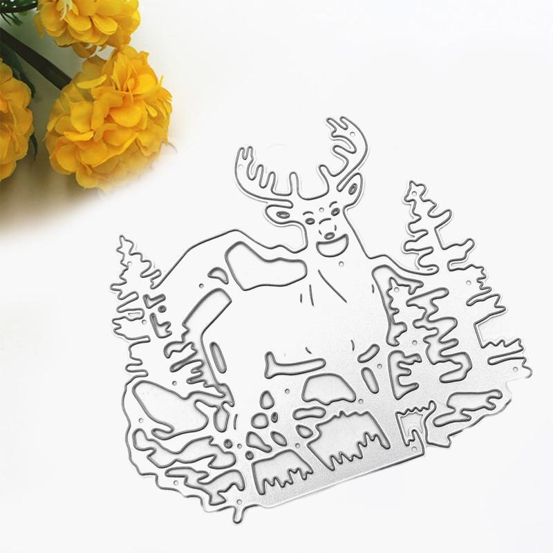 Christmas Tree Elk Metal Cutting Dies Stencil Scrapbooking DIY Album Stamp Paper