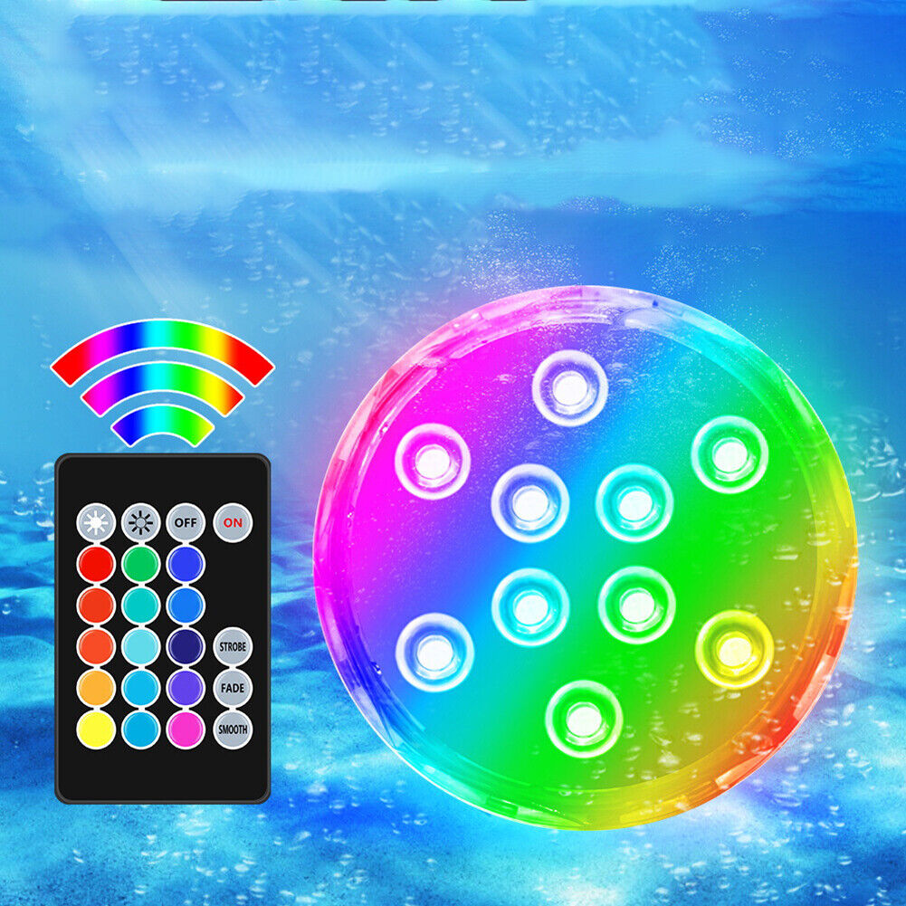 RGB Submersible LED Underwater Light Fish Tank Pond Spa Swimming Pool Lamp