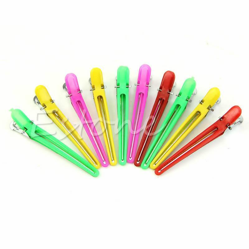 New 10 Pcs Colorful Hairdressing Sectioning Clips Clamps Hair Salon Styling Grip