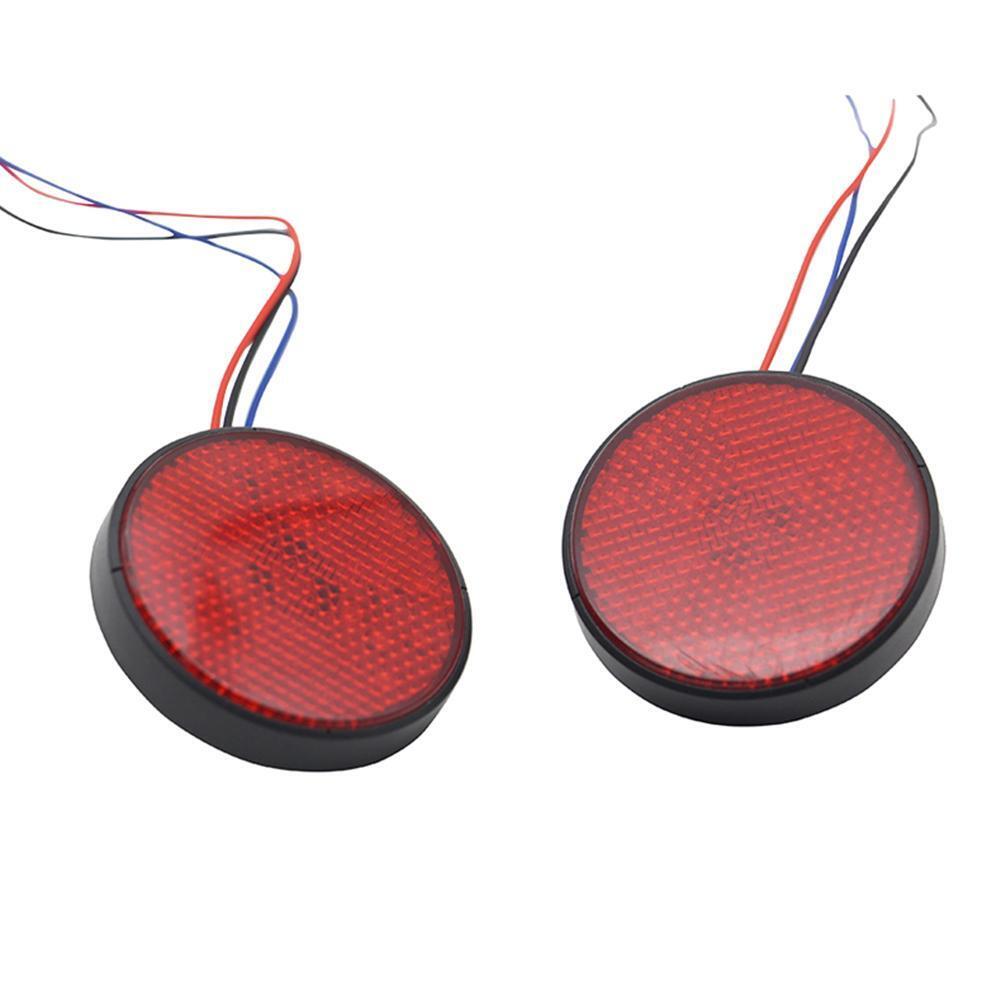 2x Round LED Motorcycle Tail Brake Turn Signal Lights Rear Reflectors (Red)