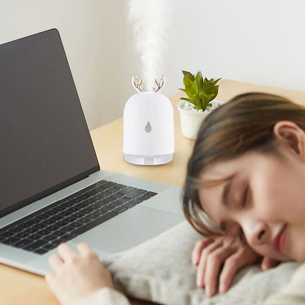 Cute Antlers Humidifier USB Mini Mute Aroma Essential Oil Diffuser (White)