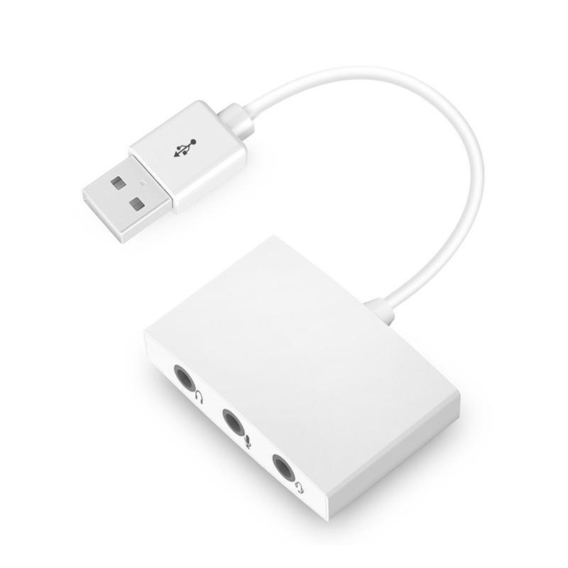 7.1 Live Sound Card USB to 3x3.5mm Jack Female Microphone Headsets Audio Adapter