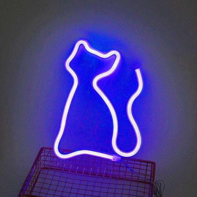 Cat Neon Sign Night Light Art Decorative Lights Wall Decor for Kids Room Party