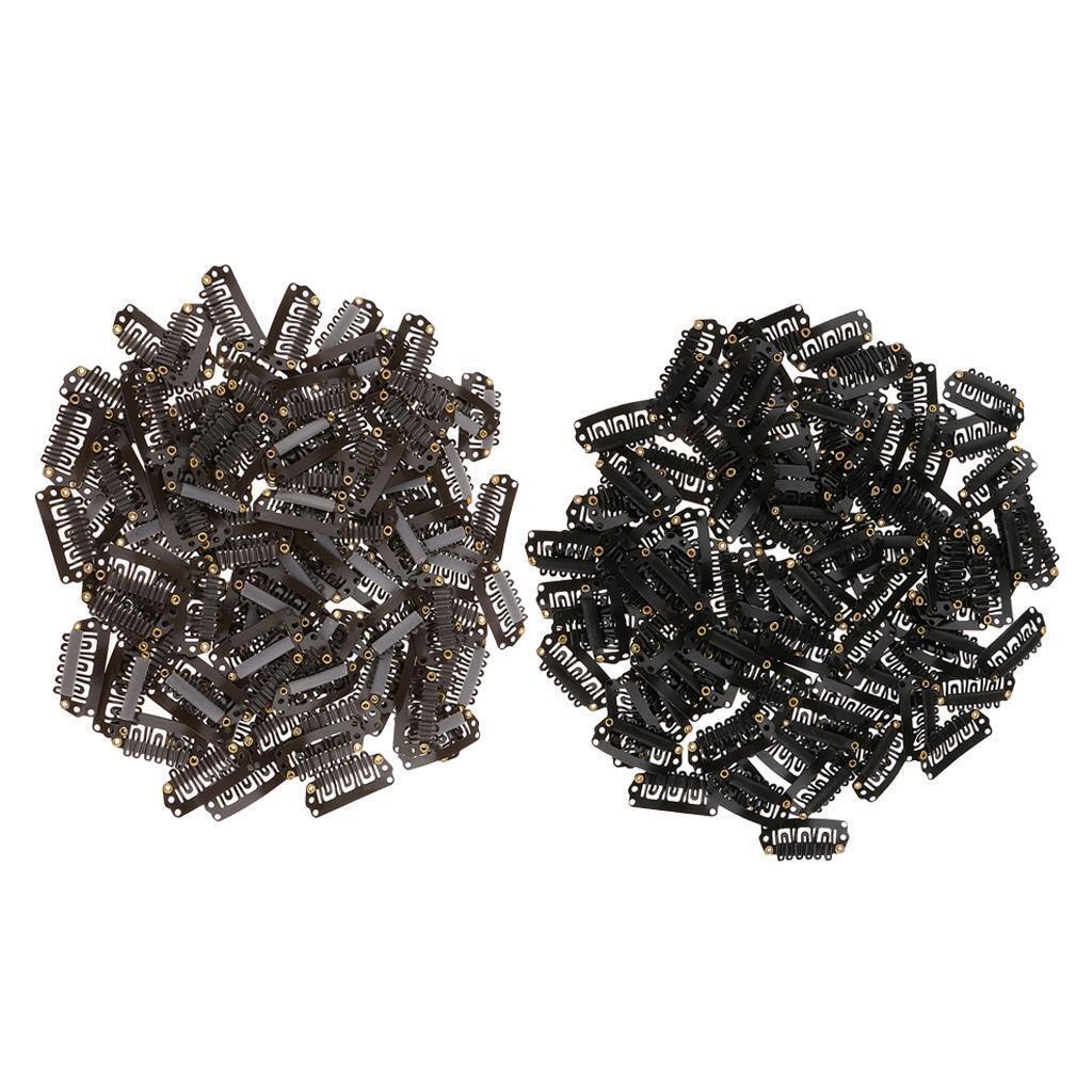 200pcs Metal Hairpiece Hair Extension Snap Clips 6 Teeth U Shape 2.8cm