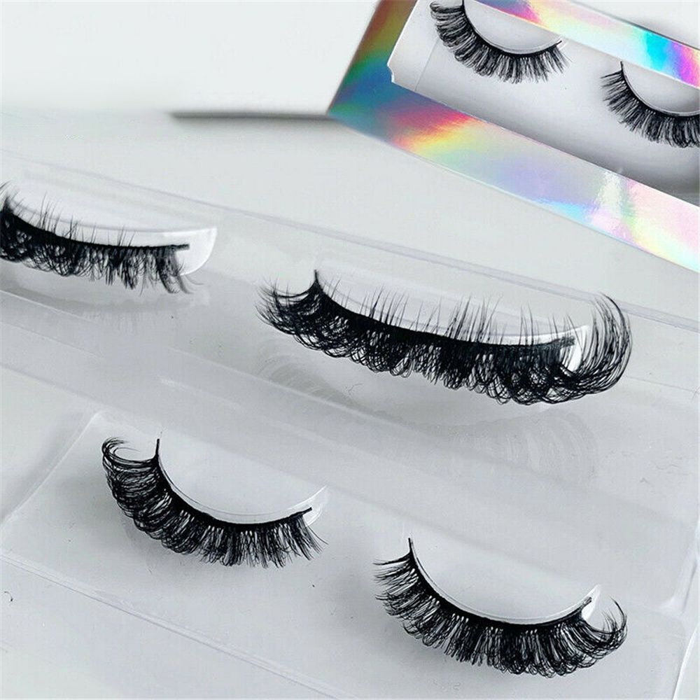 Fluffy Natural False Eyelashes Russian Strip Lashes D Curl Faux Mink Lashes