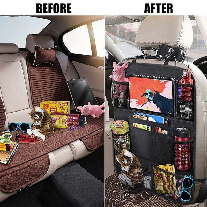 Rear seat storage bag rear seat protection pad with touch screen tablet stand