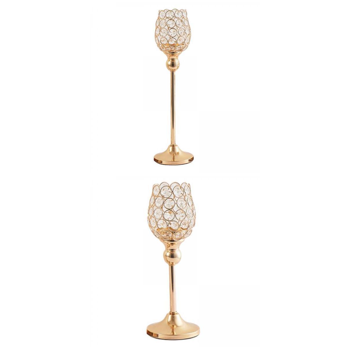 2x Crystal Candle Holders Pillar Candlesticks Party Decor Ornaments