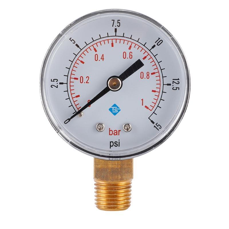Pressure Gauge 50mm 0~15psi 0~1bar Pool Filter Water Pressure Dial Hydraulic