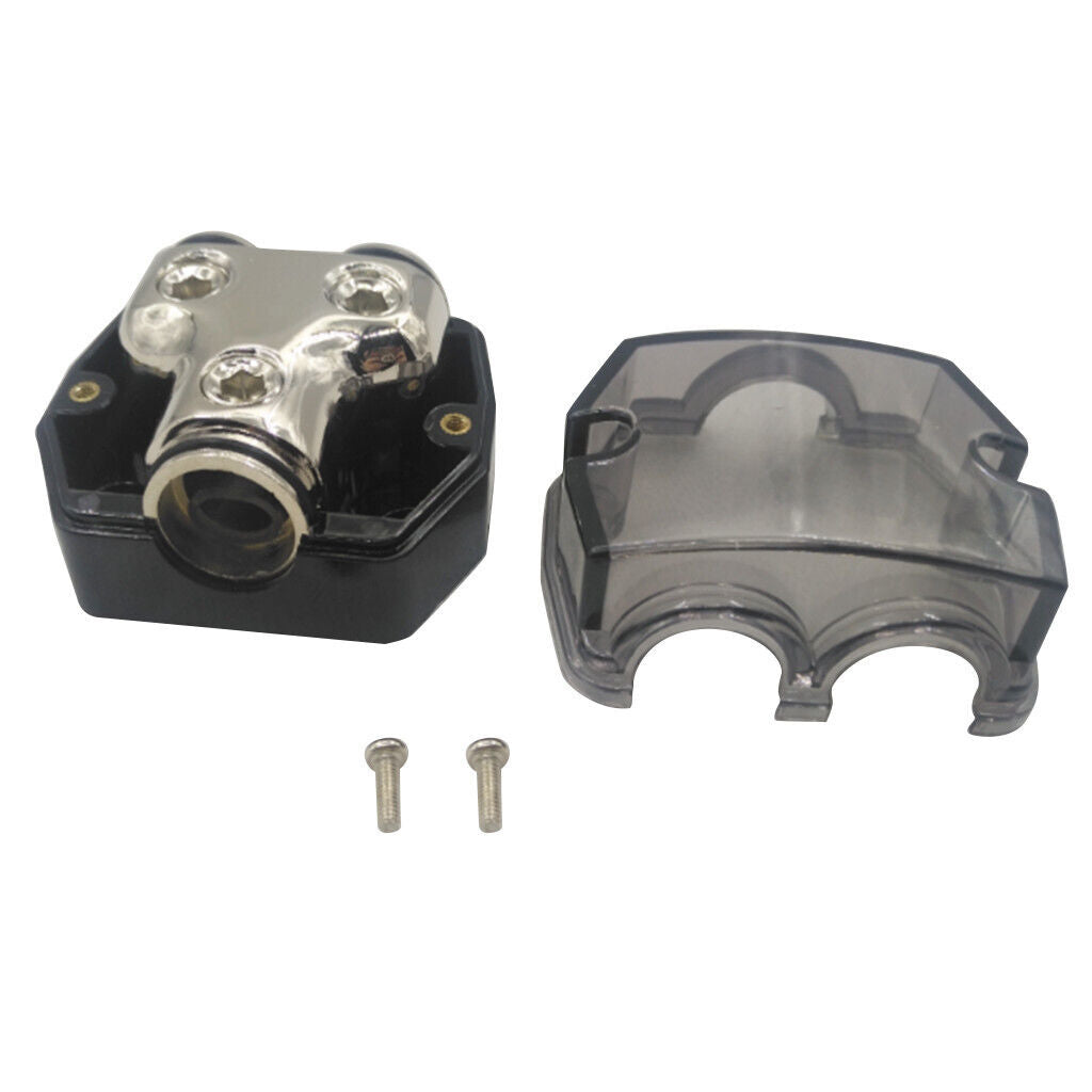 Ground Distribution Block, 1 x 0GA In/ 2 x 0GA Out, Nickle Plated Internal