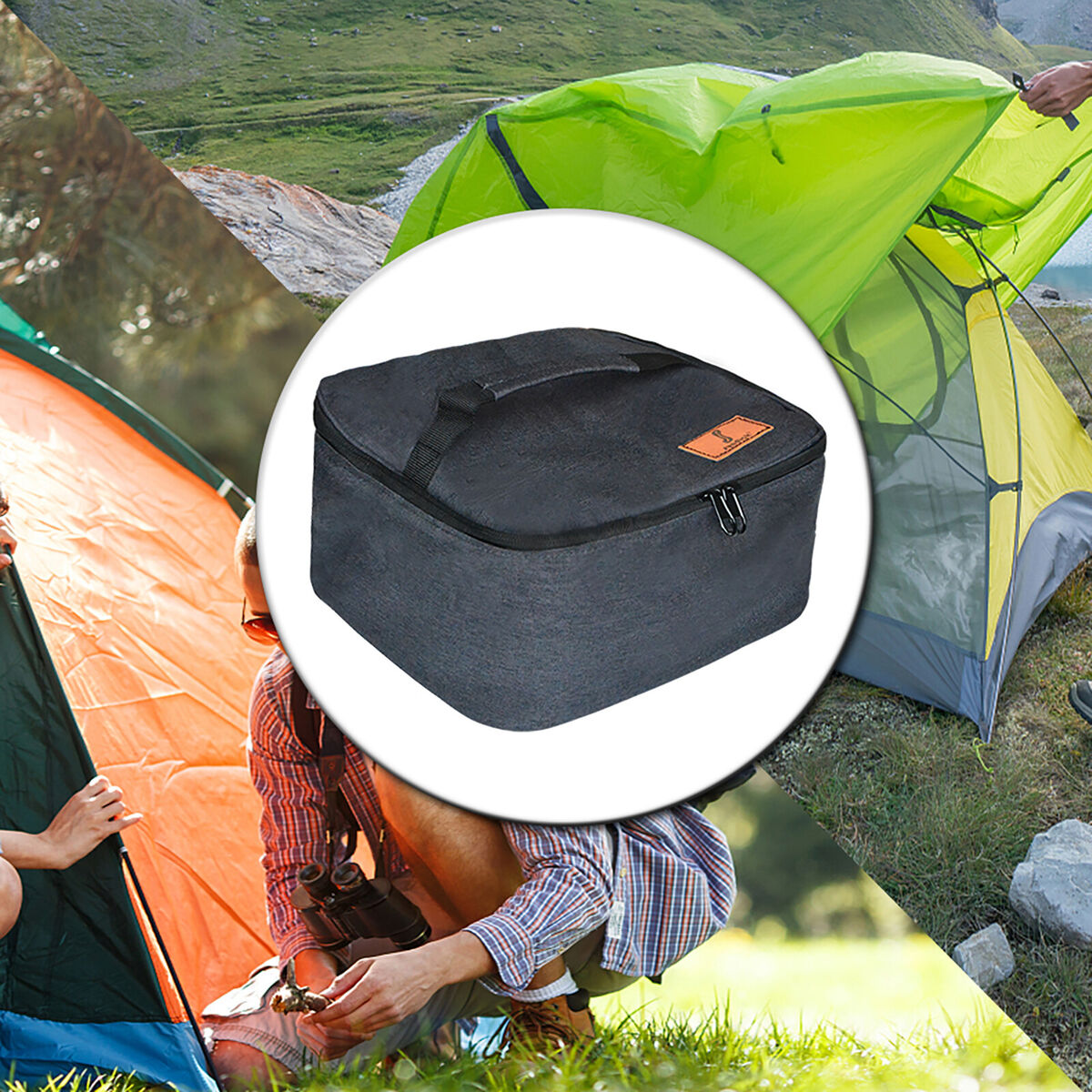 Camping Cookware Bag Waterproof Pot Stove Bags for Gas Tank (Small Grey)