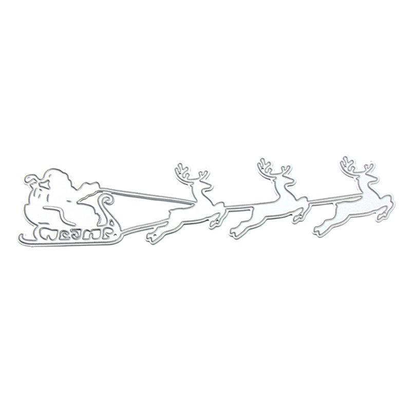 Merry Christmas Metal Cutting Die Deer Sleigh Die Cuts Embossing Mould Template
