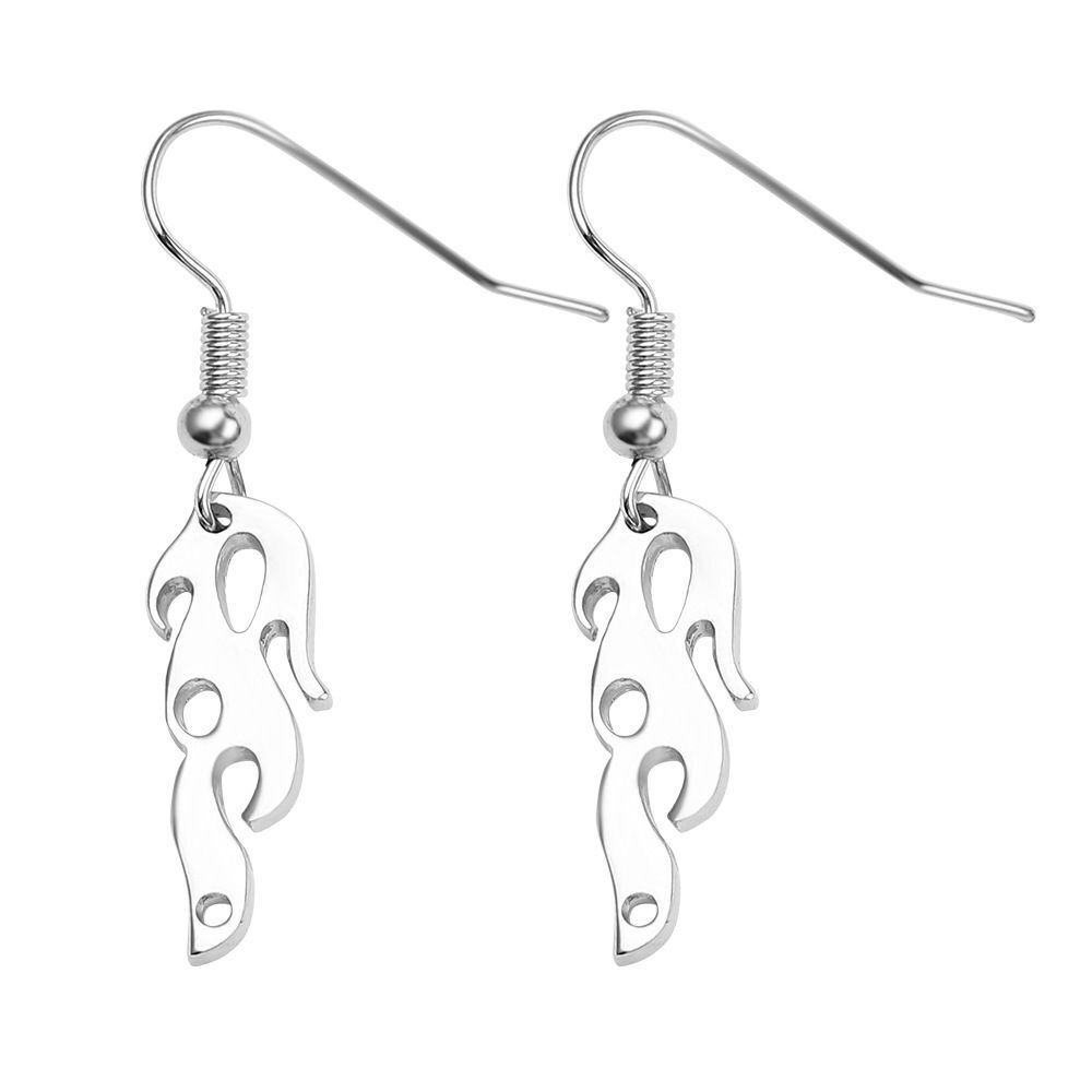 Women Men Streetwear Jewelry Hook Fire Flame Earrings Wave Sun Dangle Stud Drop