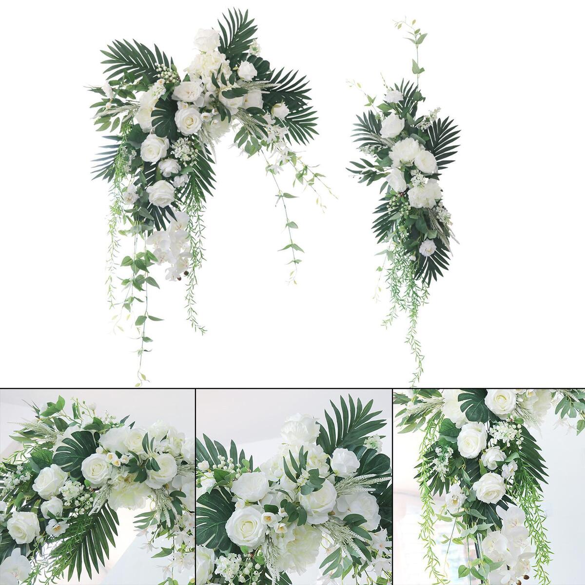 2x Silk Wedding Arch Flowers Kit Eucalyptus Leaf Garland for Window Wedding