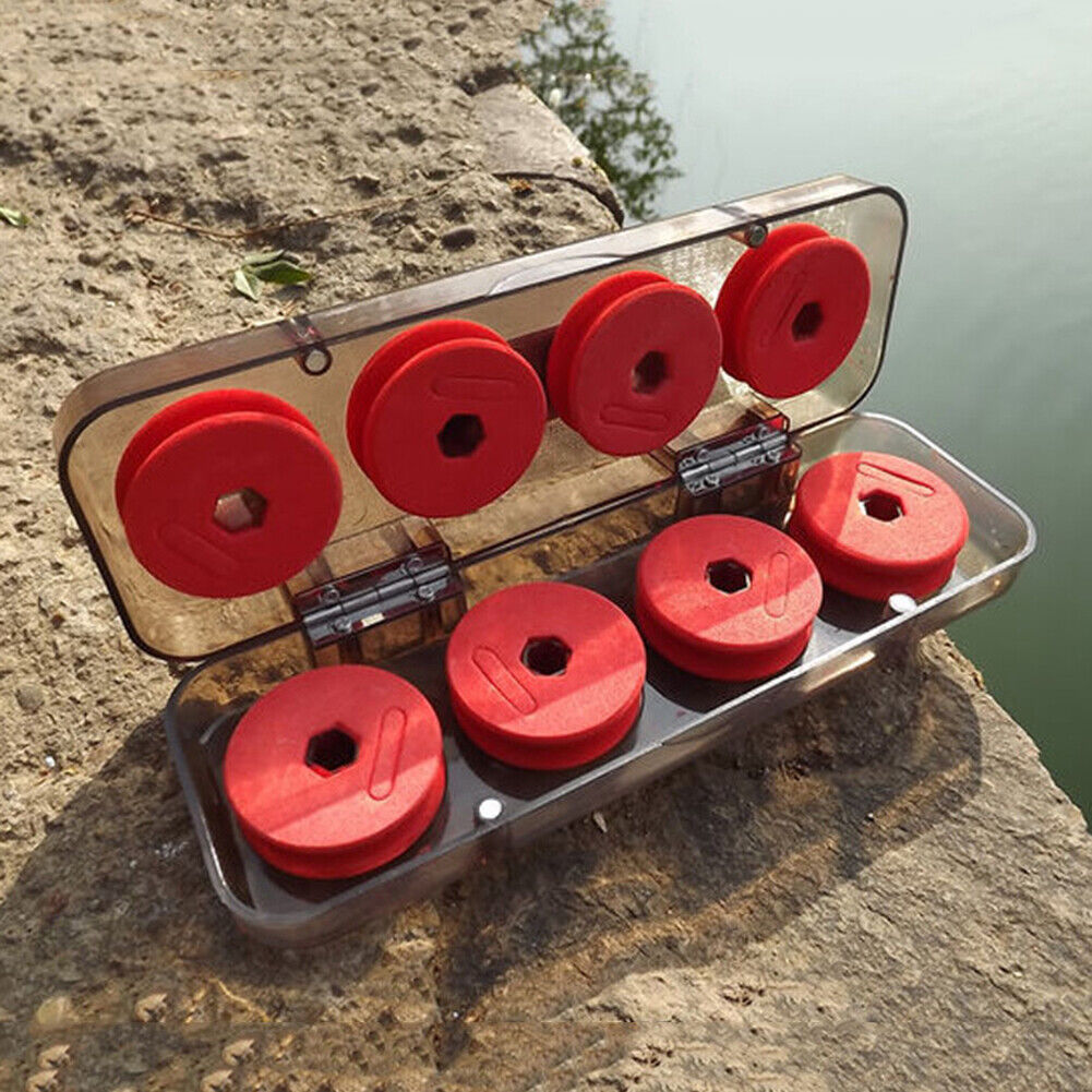 8pcs/set Winding Board Fishing Line Shaft Bobbin Spools Tackle Box Red Wire