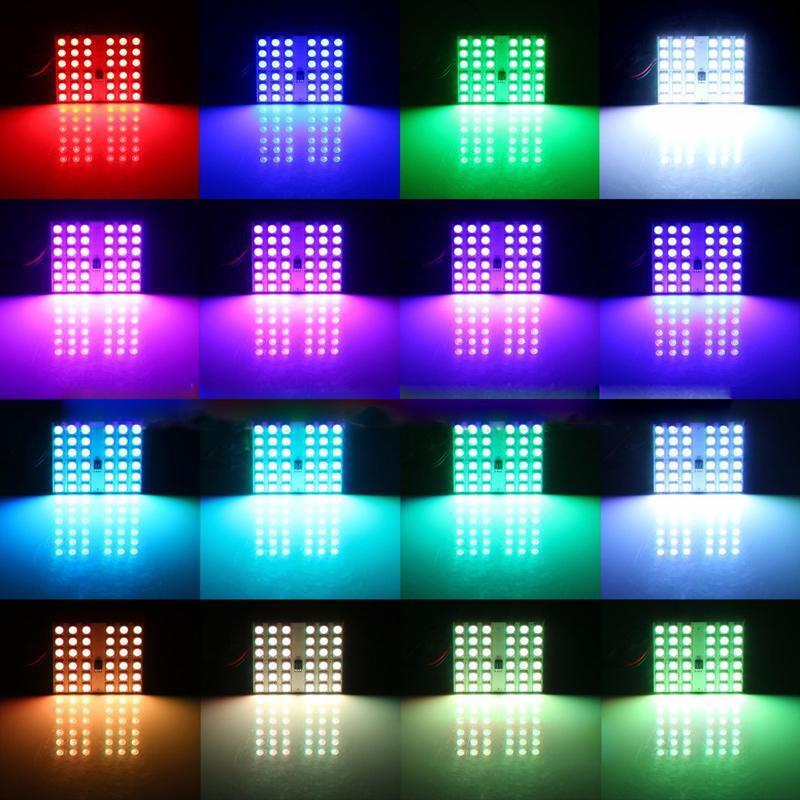 2 x T10 36SMD Car RGB Festoon Dome Reading Light Atmosphere Lamp Remote Control