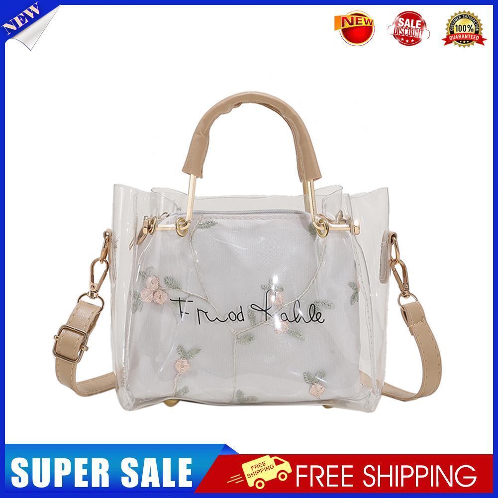 Women PVC Transparent Portable Shoulder Messenger Bag Jelly Chain Tote Bag