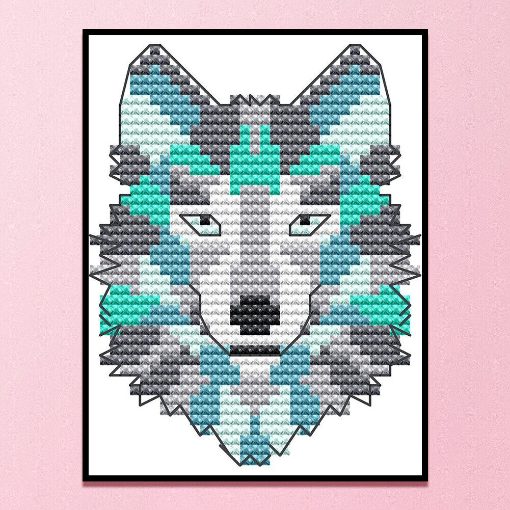 14CT Partial Cross Stitch Wolf Counted DIY Kits Handmade Cotton Embroidery