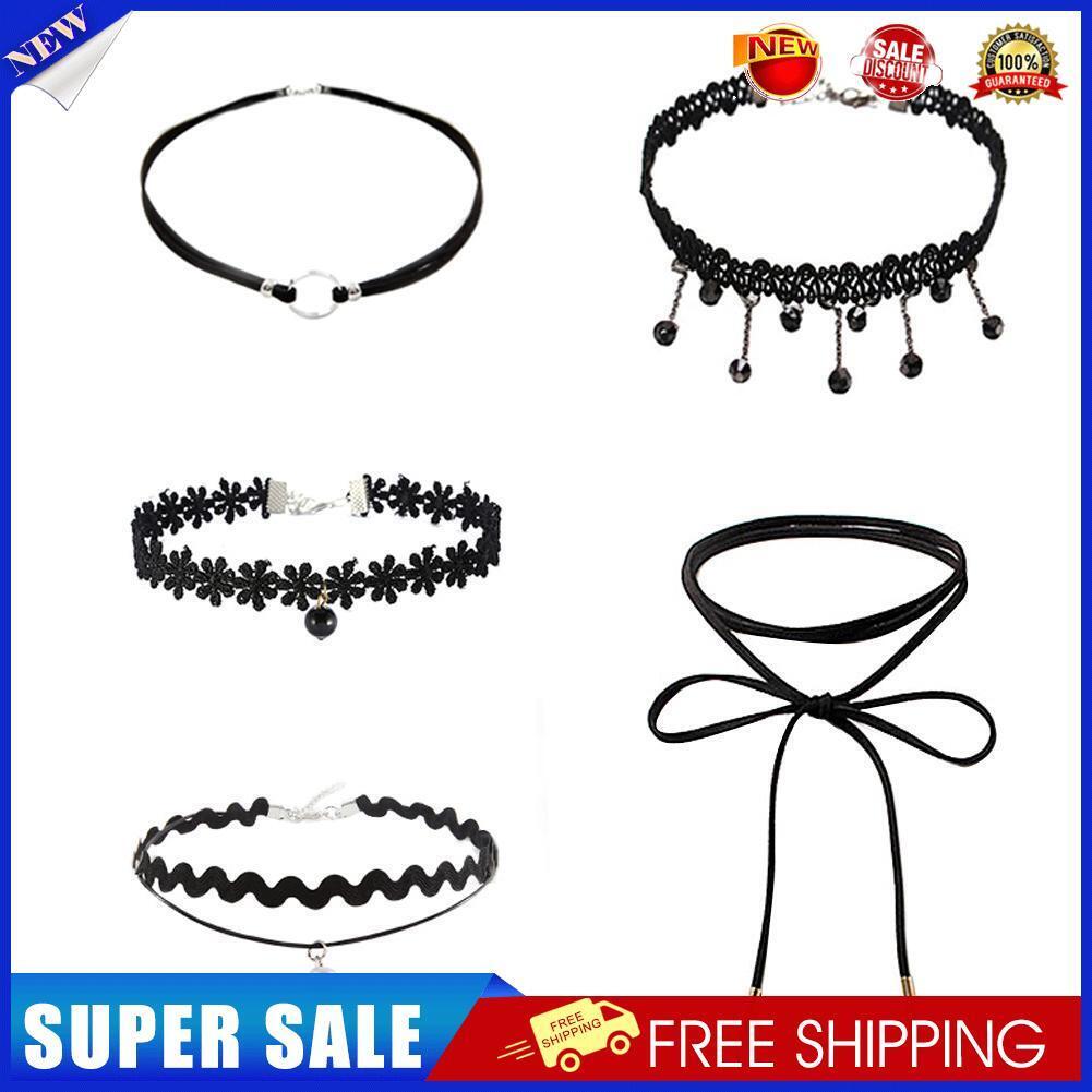 Fashion Girl Clavicle Short Necklace Lace Neck Rope(Multiple/5 Piece Sets)