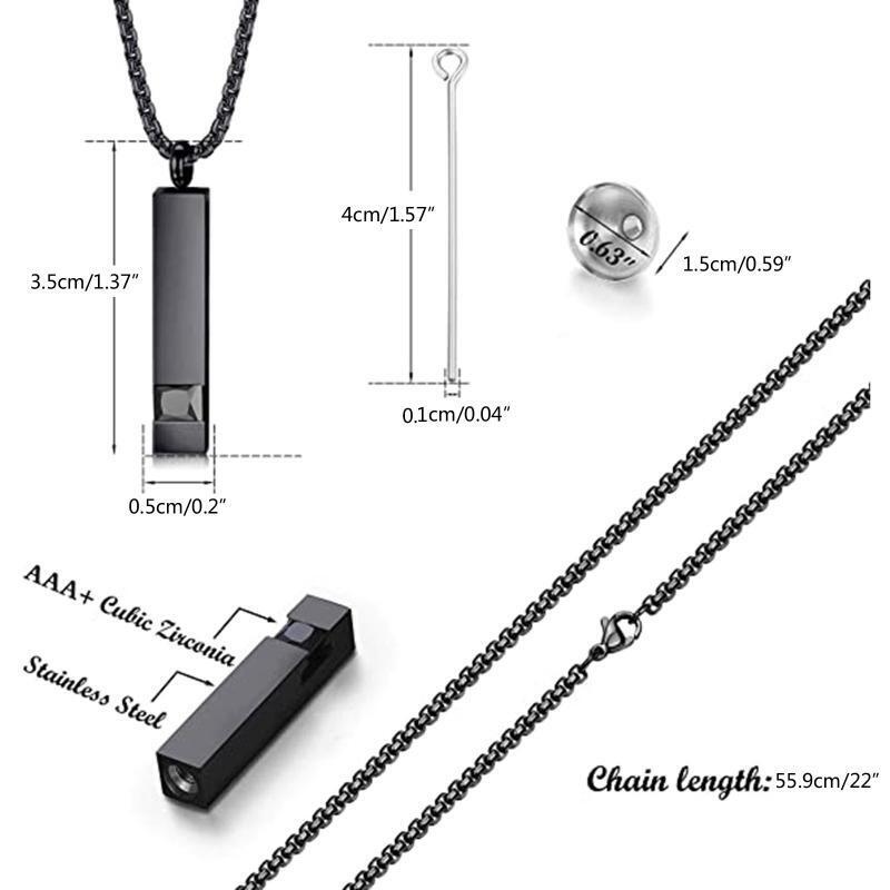 2Pieces Ashes Charming Long Pendant Necklace Keepsake Memorial Gift for Women