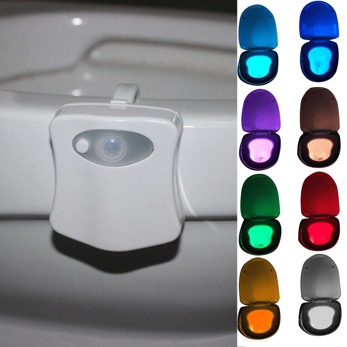 LED Toilet Night Light Lamp Body Motion Sensor Activated Bathroom 8-Color Li