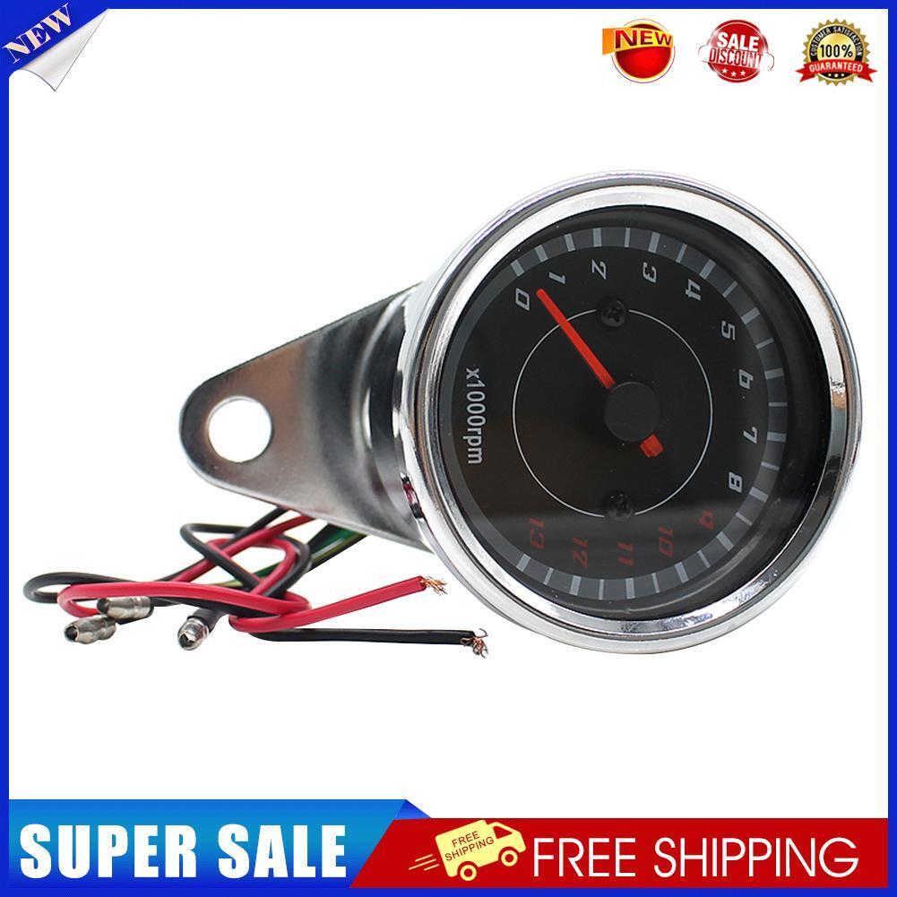 12V Motorcycle Tachometer Blue LED Backlit Analog RPM Gauge REV Counter