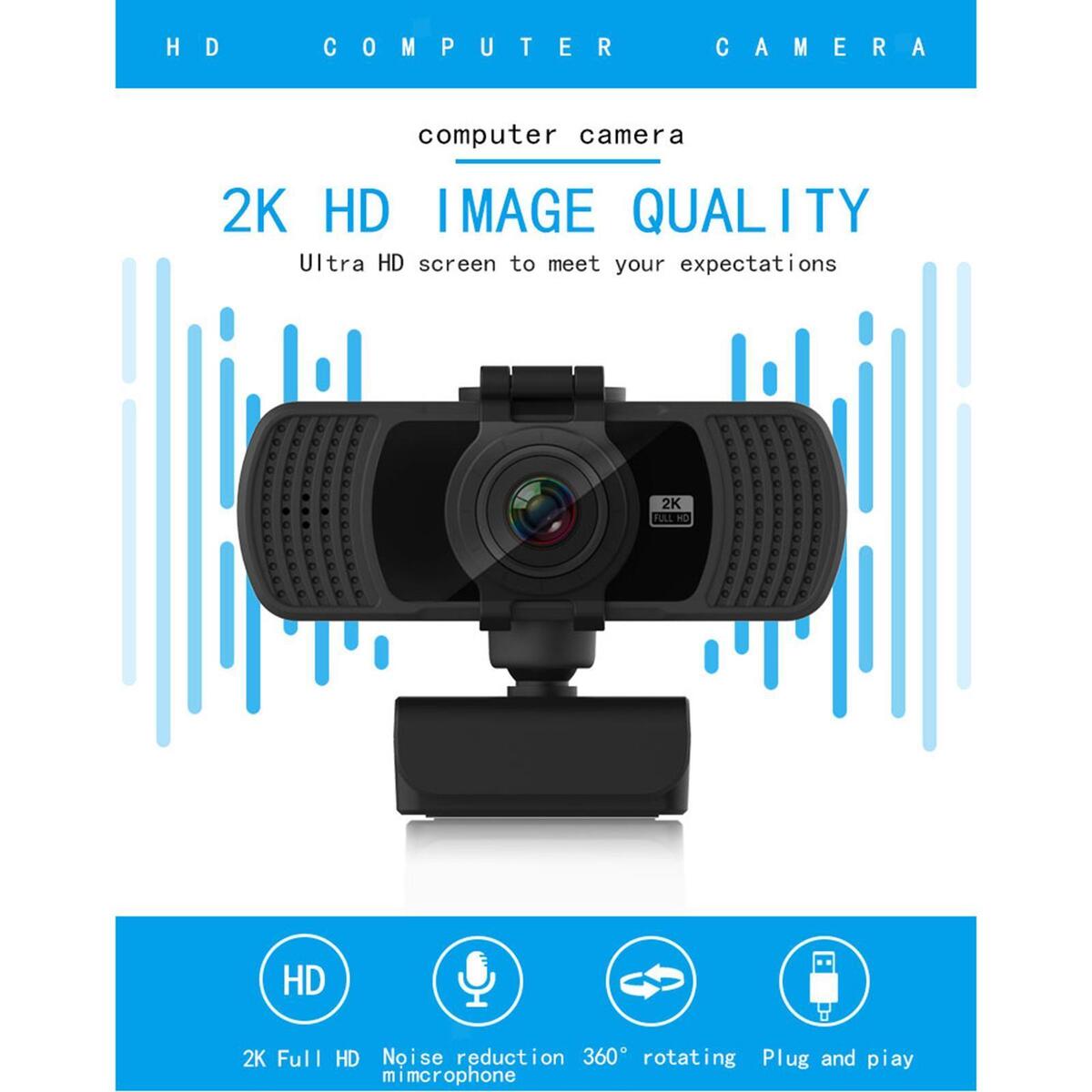 milageto 2K C6 Webcam with Microphone & Privacy Cover,Web Camera USB Streaming