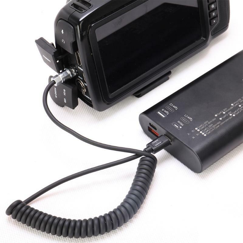BMPCC 4K 2 Pin to USB C Type-C PD Trigger Coiled Power Cable for Camera