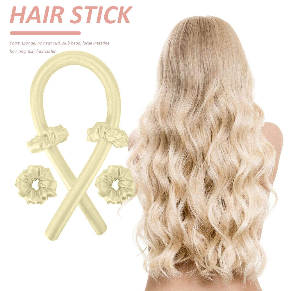 Heatless Curling Rod Foam Sponge Soft Hair Roller Styling Tools (Yellow)