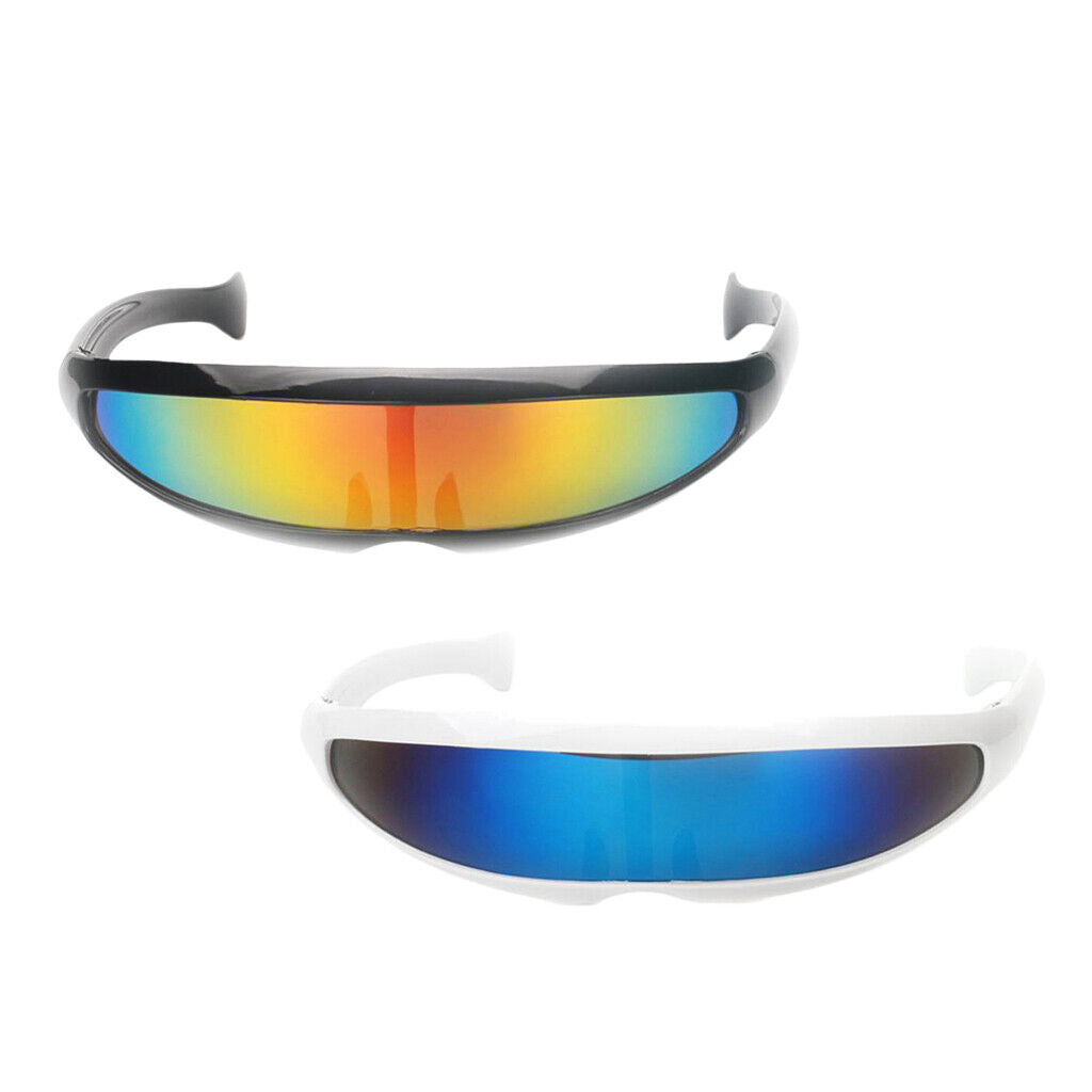 2x Futuristic   Mirrored Sunglasses Narrow  Shield Glasses