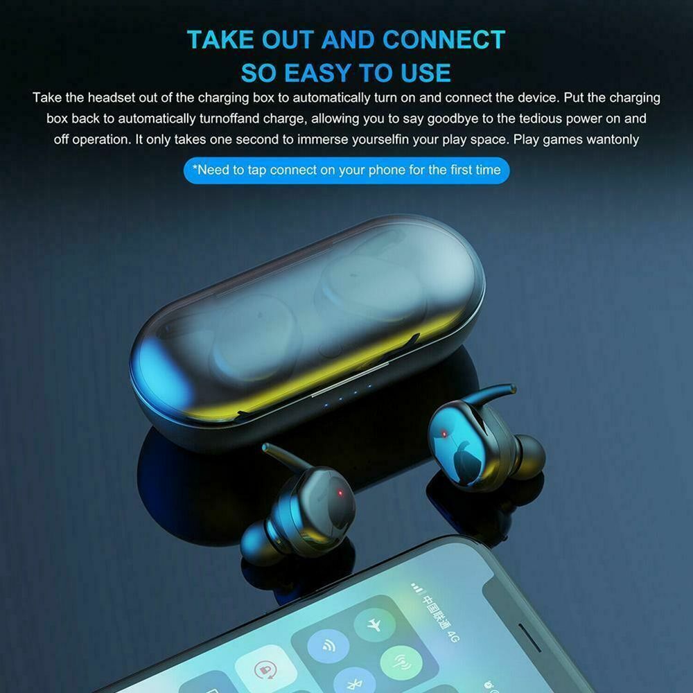 TWS Headphones In-Ear Bluetooth 5.0 Wireless MINI Earphones For iOS/Android