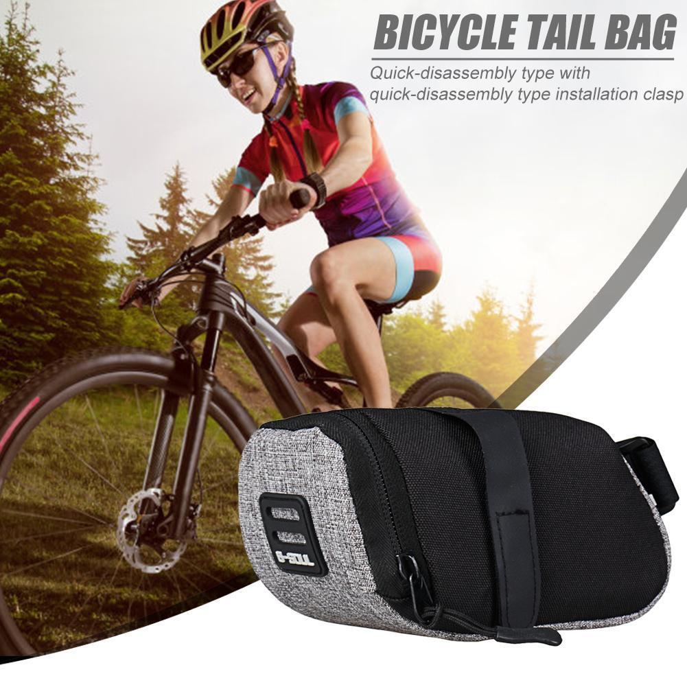 Reflective Bike Saddle Bag MTB Bicycle Tail Rear Seat Cycling Pouch (Grey)