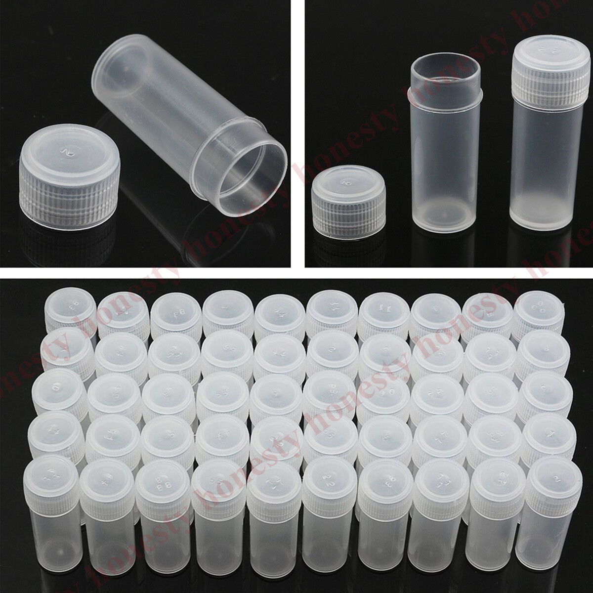 10Pcs Plastic Sample Bottle 5ml Test Tube Small Bottle Vial Storage Container