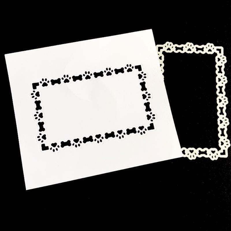 Rectangle Dog Paw Bone Metal Cutting Dies Stencil Scrapbooking DIY Album Stamp