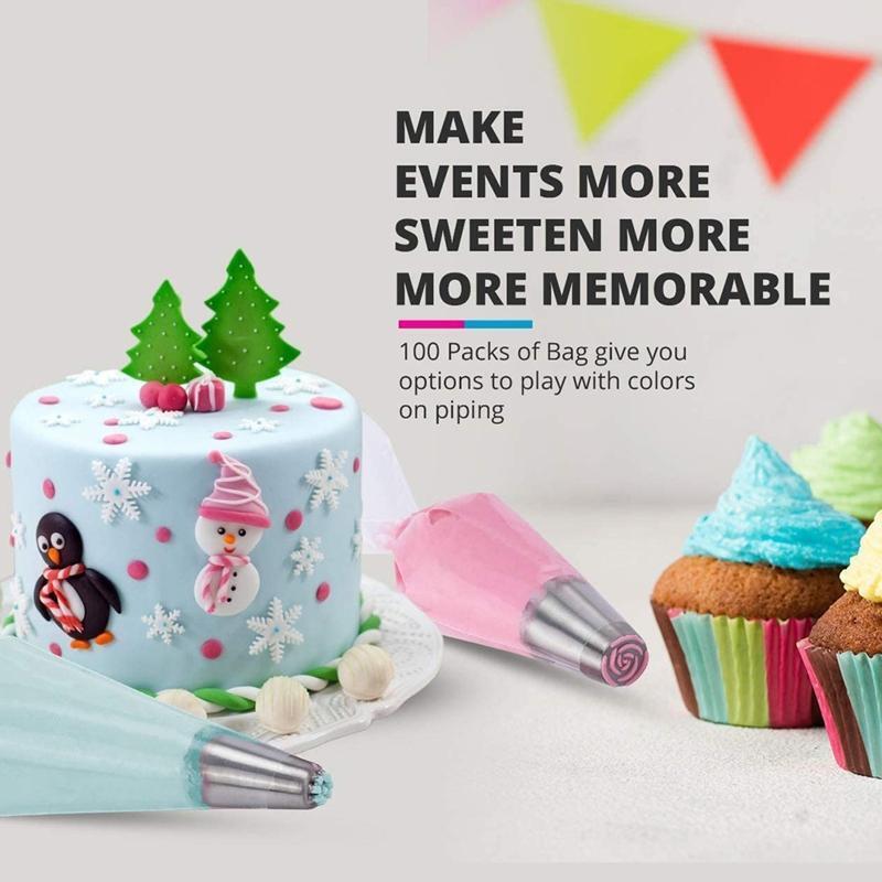 100 Pieces Cake Decorating Bags Easy to Handle Thick Pastry Bags Easy to Hold