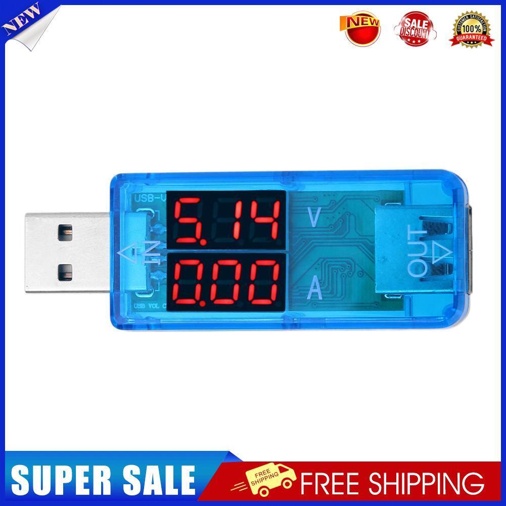 USB Charger DC 3.2-10V 0-3A Red+Red LED Display Current Voltage Meter(Blue)