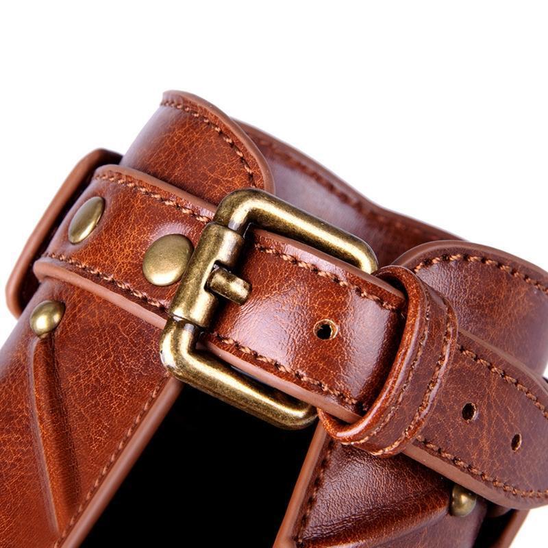 Gauntlet Wristband Medieval Vambrace Arm Cuff Buckle Watch Punk Gothic Leather