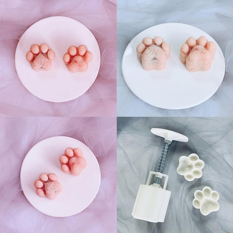 Plastic Mooncake Mold Cat Paw Stamp Press Cookie Cutter Mould DIY Baking