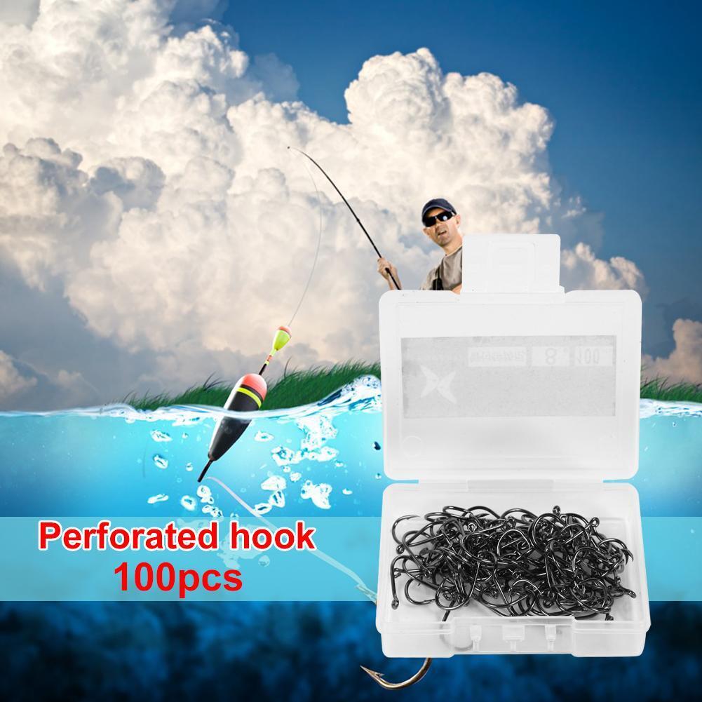 100pcs/box High Carbon Steel Fishhooks Barbed Hooks High Efficiency (8)
