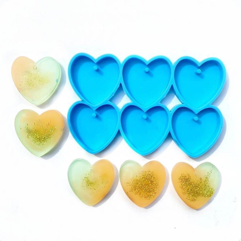 Heart Shape Earring Mold Jewelry Casting Mold Silicone Keychain Diy Crafts Mold