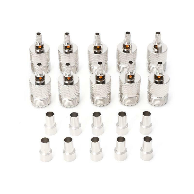 10 Sets UHF Female Jack SO239 Crimp RF Connector Coaxial Adapter For RG58 RG142