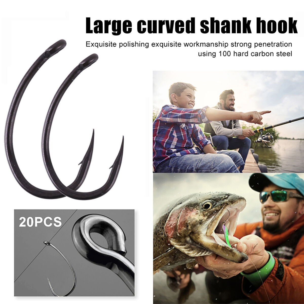 Fishing Hooks 20pcs Bait Jig Barb Fish Hooks Carp Fishing Accessories (6)