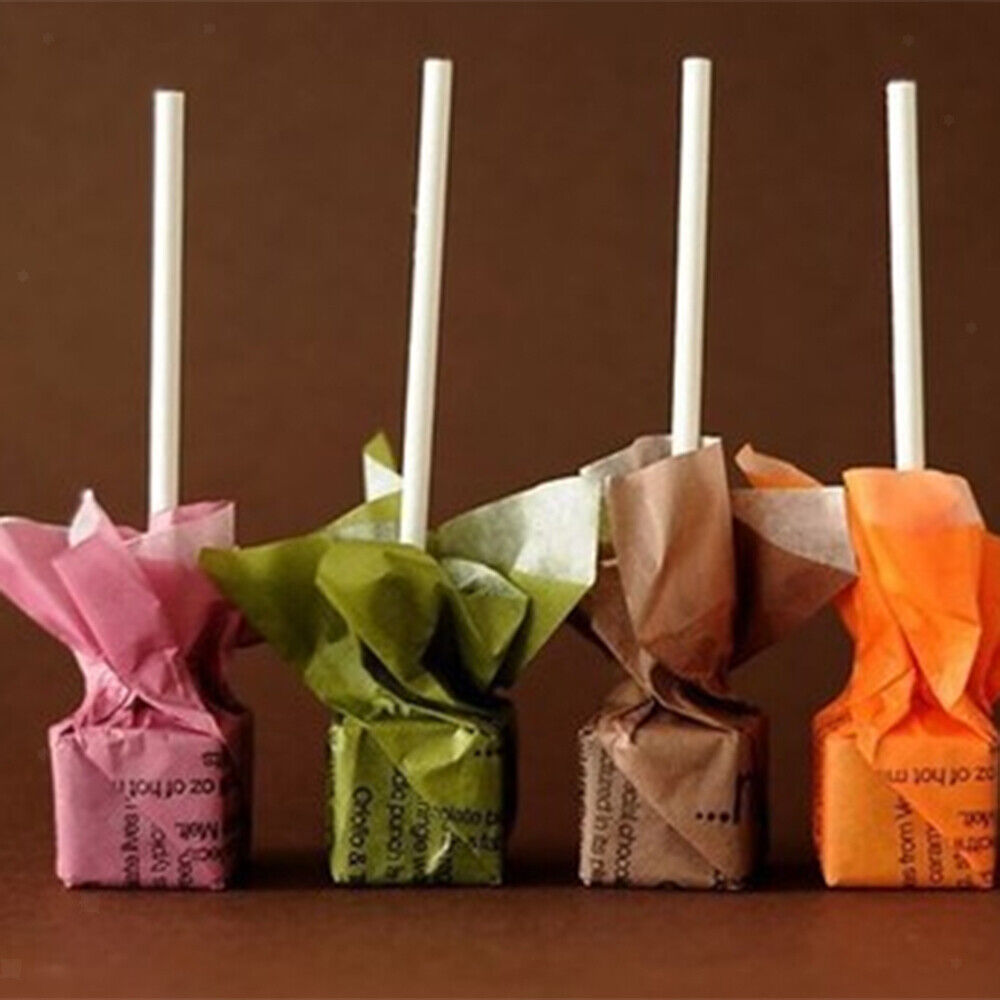 100x Paper Lollipop Sticks Oven Safe for Cake Top Lollies Moulds Crafts 10cm