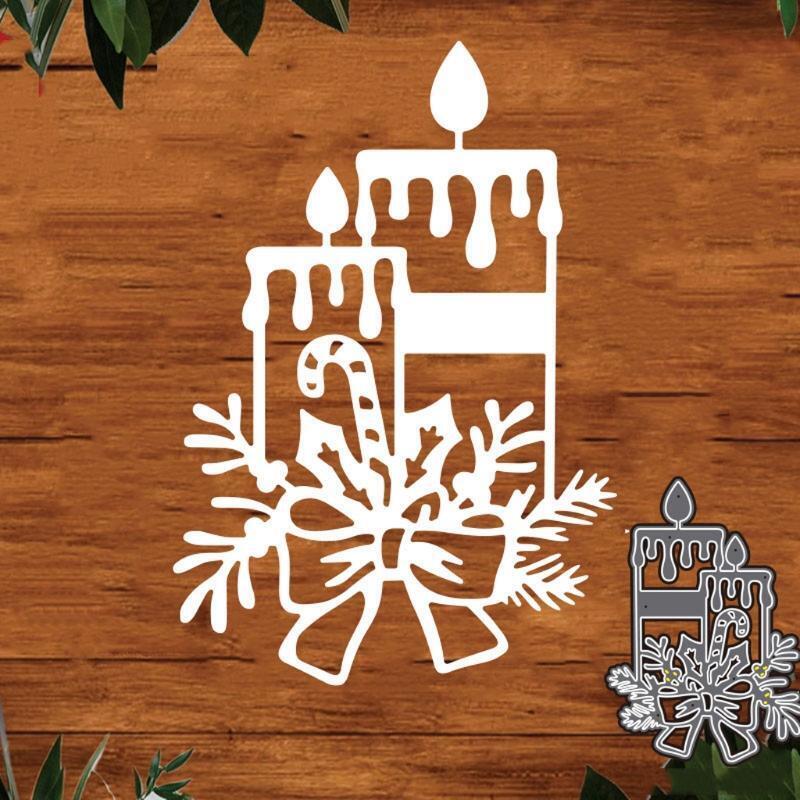 Christmas Candle Flower Metal Cutting Dies Stencil DIY Scrapbooking Album Paper