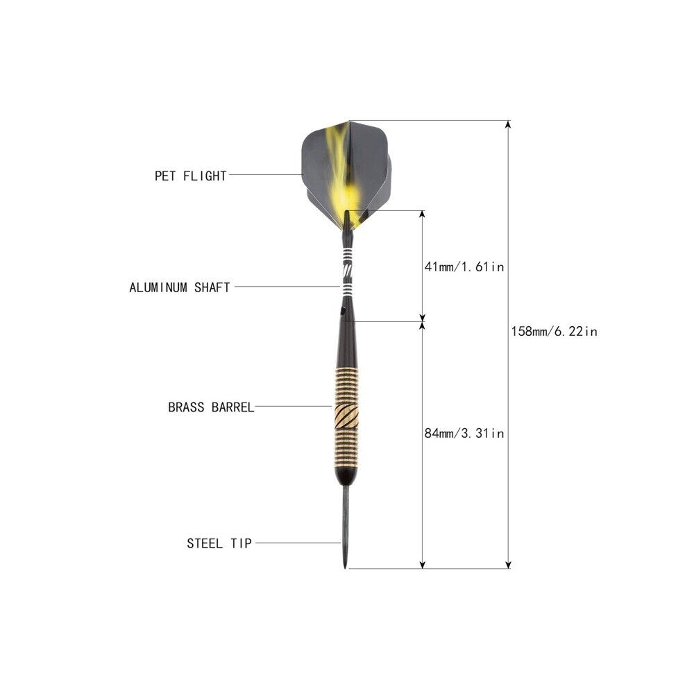 23 Grams Steel Tip Brass Darts Set With Dart Flights & Case 1 Set Durable Use