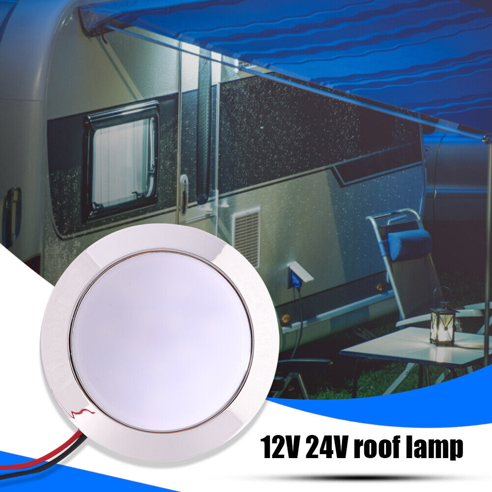 1.8W Waterproof 12V Car 24 SMT LED Dome Lamp for RV Marine (White Light)