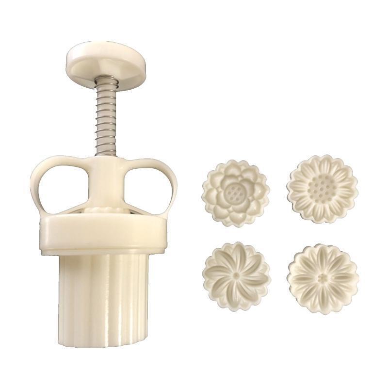 25g 4pcs Cookie Stamps Thickness Adjustable Moon Cake Mold Set Hand Press Cutter