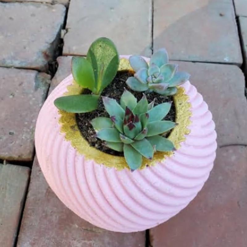 Wave Round Flower Pot Mold Silicone Plants Flowers Planter Mould Casting Concret
